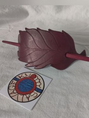 Leather Blowing Leaf Hair Slides - Large